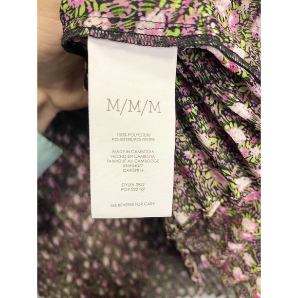 Cabi Women’s Floral Pleated Blouse‎ Mock Neck Ruffled Balloon Sleeve Size Medium - Picture 4 of 4